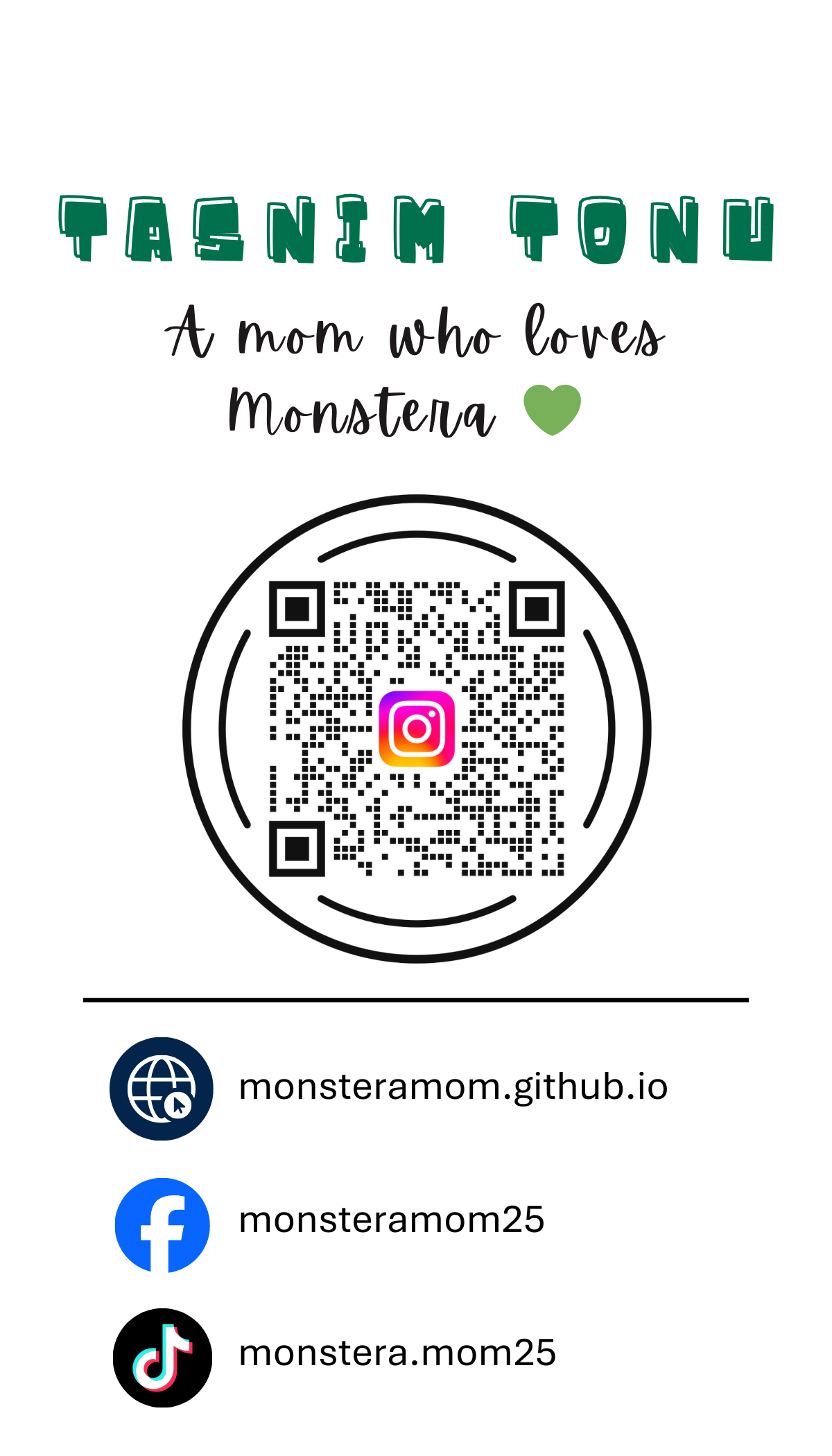 Monstera Mom business card front